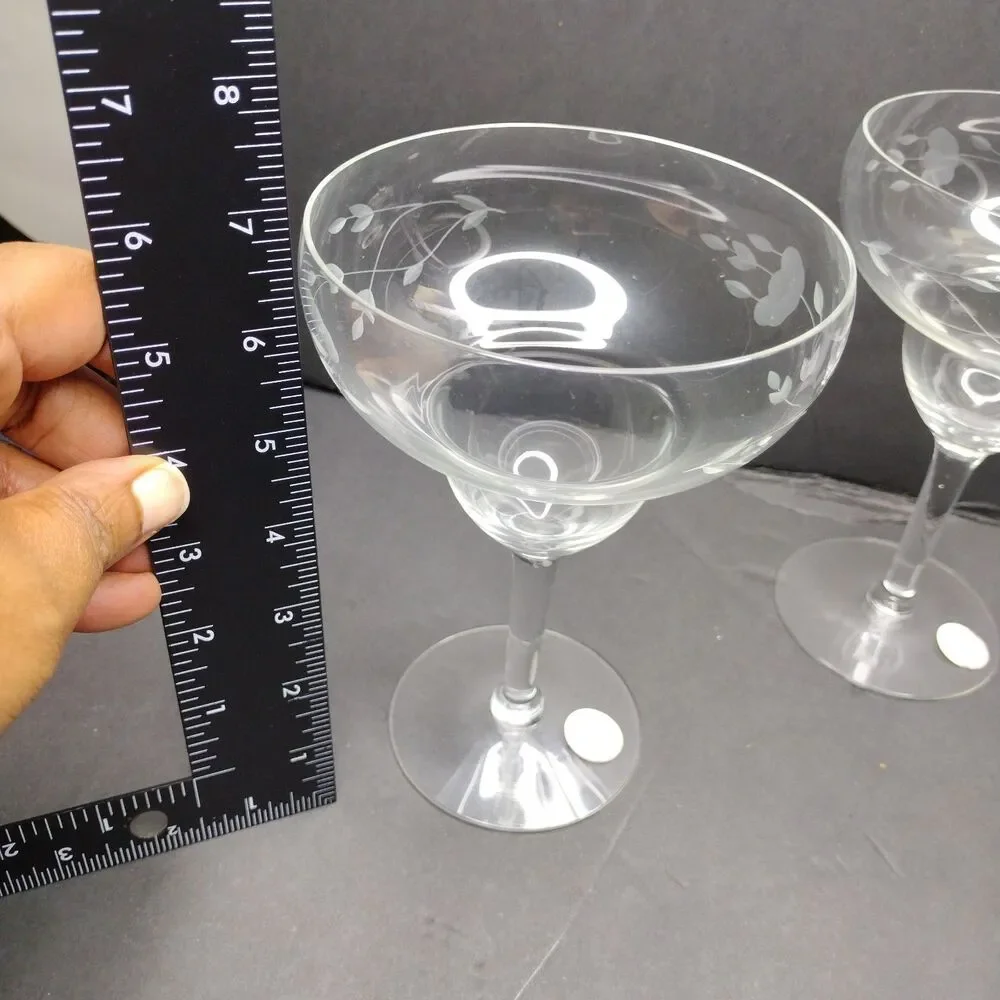 Set of 2 Princess House Heritage Crystal Cut Margarita Glasses